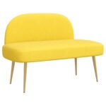 vidaXL čalúnená lavica so spätným opierkom Svetložltá 110 x 60 x 76 cm – Obrázok 2