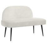 vidaXL čalúnená lavica so spätným opierkom Krémová 110 x 60 x 76 cm – Obrázok 2