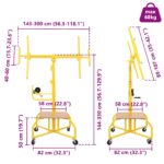 vidaXL Zdvihák na sadrokartón Žltá 300 x 107 x 330 cm Oceľ – Obrázok 8