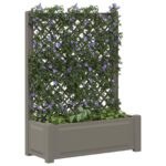 vidaXL Veľký kvetináč s trelážou Sivá 99,5 x 43 x 133,5 cm PP – Obrázok 3