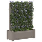 vidaXL Veľký kvetináč s trelliskom Sivá 99,5 x 43 x 133,5 PP – Obrázok 2