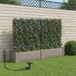 vidaXL Veľký kvetináč s trelliskom 2 pcs Sivá 200 x 43 x 133,5 cm PP