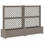 vidaXL Veľký kvetináč s trelliskom 2 pcs Sivá 200 x 43 x 133,5 cm PP – Obrázok 2