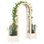 vidaXL Ružový oblúk s kvetináčom Biela 168,5 x 43 x 207 cm PP – Obrázok 3
