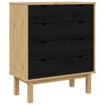 vidaXL Příborník OTTA Čierna 76,5 x 39,5 x 90 cm Borovicový masív – Obrázok 2
