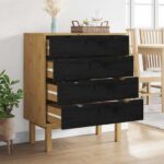 vidaXL Příborník OTTA Čierna 76,5 x 39,5 x 90 cm Borovicový masív – Obrázok 3