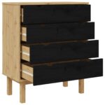 vidaXL Příborník OTTA Čierna 76,5 x 39,5 x 90 cm Borovicový masív – Obrázok 5