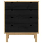 vidaXL Příborník OTTA Čierna 76,5 x 39,5 x 90 cm Borovicový masív – Obrázok 6
