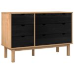 vidaXL Zásuvkový kabinet so zásuvkou OTTA Čierna 111 x 43 x 73,5 cm – Obrázok 2