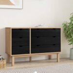 vidaXL Zásuvkový kabinet so zásuvkou OTTA Čierna 111 x 43 x 73,5 cm – Obrázok 3