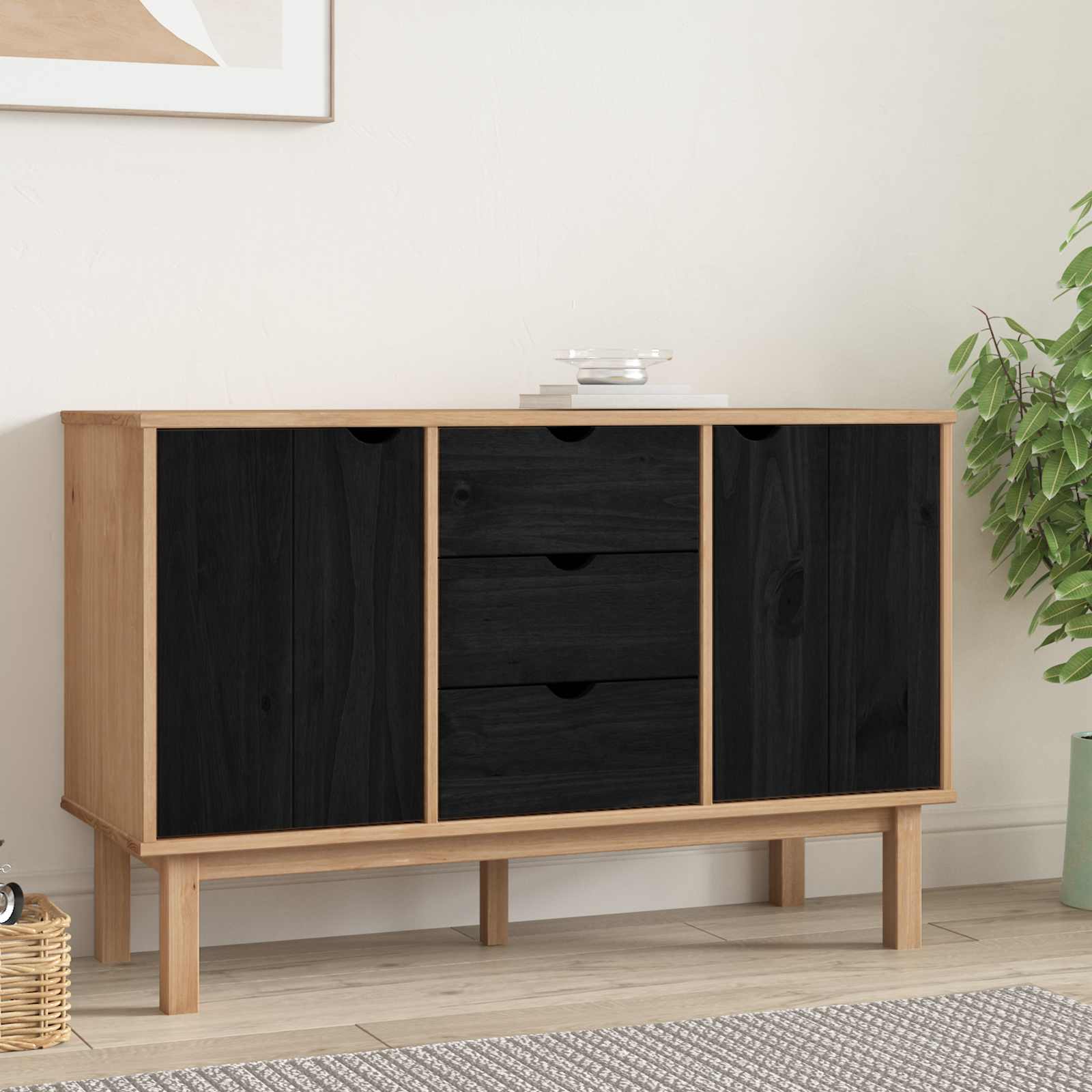 42041753_1.jpg vidaXL Servírovacia skriňa OTTA Čierna 113,5 x 43 x 73 cm – Obrázok 1