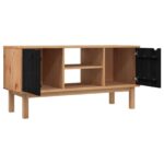 vidaXL TV stolík OTTA 113,5 x 43 x 57 cm Čierna Borovicový masív – Obrázok 3