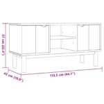 vidaXL TV stolík OTTA 113,5 x 43 x 57 cm Čierna Borovicový masív – Obrázok 6