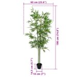 vidaXL Umelý bambusový strom 4 pcs Zelená 60 x 18 x 190 cm – Obrázok 6