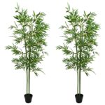 vidaXL Umelý bambusový strom 2 pcs Zelená 60 x 18 x 190 cm