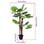 vidaXL Umelá palma fan Zelená 75 x 25 x 180 cm Látka a bambus – Obrázok 5