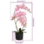 vidaXL Umelá orchidea s kvetináčom Ružová 45 x 15 x 65 cm – Obrázok 4