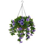 vidaXL Umelé kvety Fialová 66 x 75 x 70 cm PE a oceľ – Obrázok 2