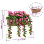 vidaXL Umelé kvety Fialovo červená 55 x 20 x 55 cm PE a oceľ – Obrázok 8