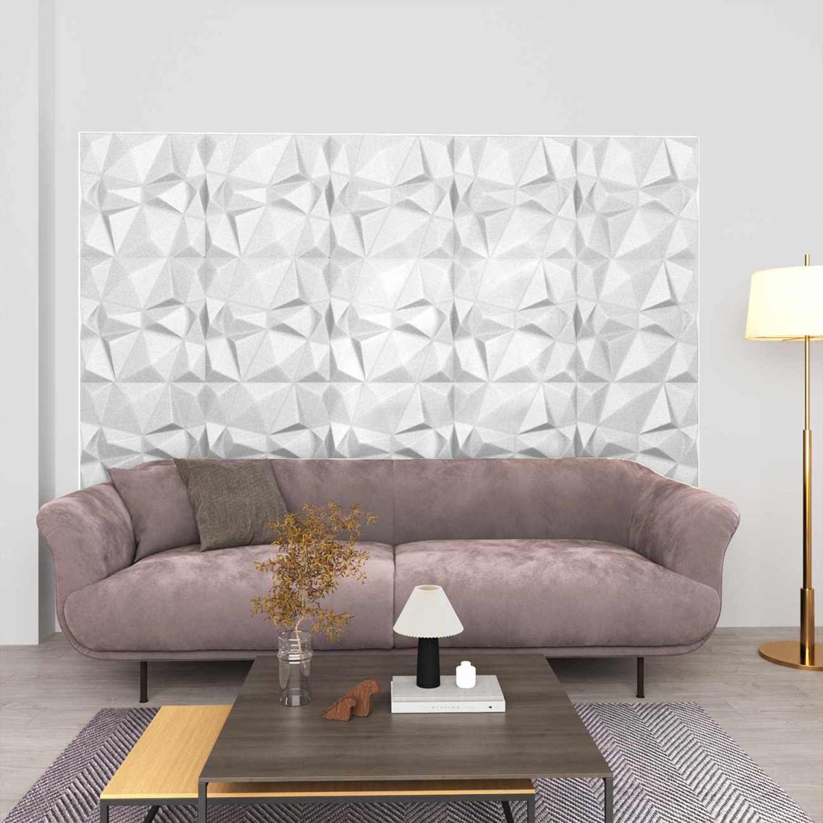 42046018_1.jpg vidaXL Nástenné panely 12 pcs Diamond Biele 50 x 50 cm XPS Pena – Obrázok 1