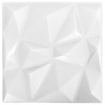 vidaXL Nástenné panely 48 pcs Diamond Biele 50 x 50 cm XPS Pena – Obrázok 4