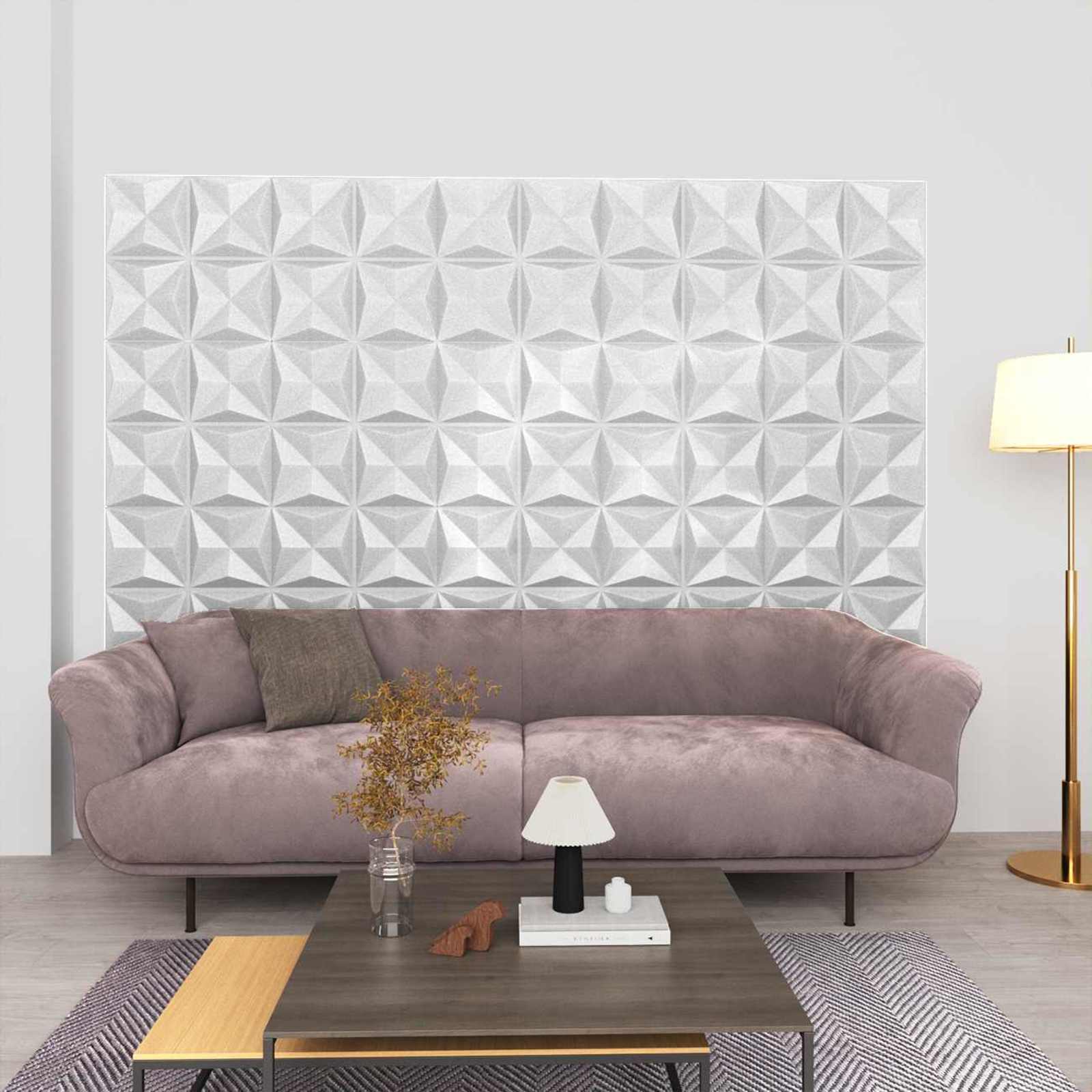 42046021_1.jpg vidaXL Nástenné panely 12 pcs Origami Biele 50 x 50 cm XPS Pena – Obrázok 1