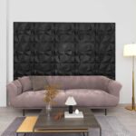 vidaXL Nástenné panely 24 pcs Diamond Čierny 50 x 50 cm XPS Pena