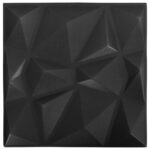 vidaXL Nástenné panely 24 pcs Diamond Čierny 50 x 50 cm XPS Pena – Obrázok 4