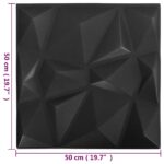 vidaXL Nástenné panely 24 pcs Diamond Čierny 50 x 50 cm XPS Pena – Obrázok 5