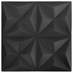 vidaXL Nástenné panely 24 pcs Origami Čierny 50 x 50 cm XPS Pena – Obrázok 4