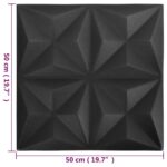 vidaXL Nástenné panely 48 pcs Origami Čierny 50 x 50 cm XPS Pena – Obrázok 5