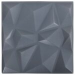 vidaXL Nástenné panely 12 pcs Origami Šedý 50 x 50 cm XPS Pena – Obrázok 4
