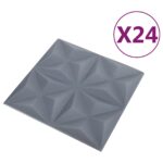 vidaXL Nástenné panely 24 pcs Origami Šedý 50 x 50 cm XPS Pena – Obrázok 3