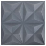 vidaXL Nástenné panely 24 pcs Origami Šedý 50 x 50 cm XPS Pena – Obrázok 5