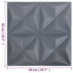 vidaXL Nástenné panely 24 pcs Origami Šedý 50 x 50 cm XPS Pena – Obrázok 6