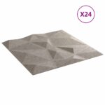 vidaXL Nástenné panely 24 pcs Betónovo sivá 50 x 50 cm XPS Pena – Obrázok 2