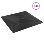 vidaXL Nástenné panely Hviezda 48 pcs Čierny Star 50 x 50 cm XPS Pena – Obrázok 2