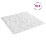 vidaXL Nástenné panely 24 pcs Biela 50 x 50 cm XPS Pena – Obrázok 2
