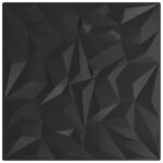 vidaXL Nástenné panely 12 pcs Čierna 50 x 50 cm XPS Pena – Obrázok 3