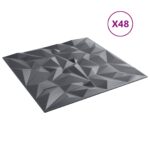 vidaXL Nástenné panely 48 pcs Amethyst Šedý 50 x 50 cm XPS Pena – Obrázok 2