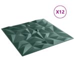 vidaXL Nástenné panely 12 pcs Amethyst Zelený 50 x 50 cm XPS Pena – Obrázok 2