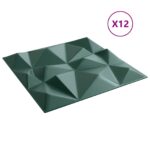 vidaXL Nástenné panely 12 pcs Diamond Zelený 50 x 50 cm XPS Pena – Obrázok 2