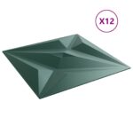 vidaXL Nástenné panely Hviezda 12 pcs Star Zelený 50 x 50 cm XPS Pena – Obrázok 2
