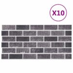 vidaXL Nástenné panely 10 pcs Čierna a Šedá 100 x 50 cm EPS pena – Obrázok 2