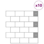 vidaXL Subway dlažba 10 pcs Biela šedá 30 x 30 cm Polyuretán a PET – Obrázok 2