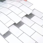 vidaXL Subway dlažba 10 pcs Biela šedá 30 x 30 cm Polyuretán a PET – Obrázok 7