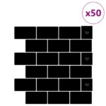 vidaXL Subway dlažba 50 pcs Čierna 30 x 30 cm Polyuretán a PET – Obrázok 2