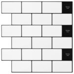 vidaXL Subway dlažba 20 pcs Biela čierna 30 x 30 cm Polyuretán a PET
