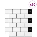 vidaXL Subway dlažba 20 pcs Biela čierna 30 x 30 cm Polyuretán a PET – Obrázok 2