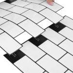 vidaXL Subway dlažba 20 pcs Biela čierna 30 x 30 cm Polyuretán a PET – Obrázok 7
